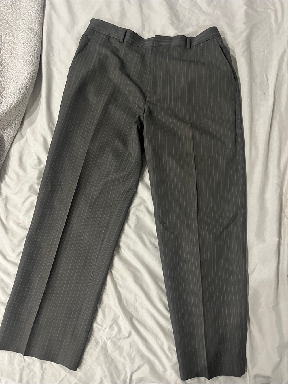 Perry Ellis Classic Gray Pinstripe Men's Dress Trousers
